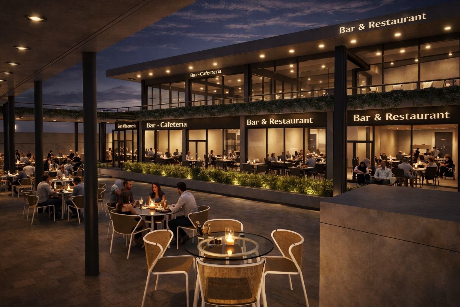 Planta alta con bares y restaurantes